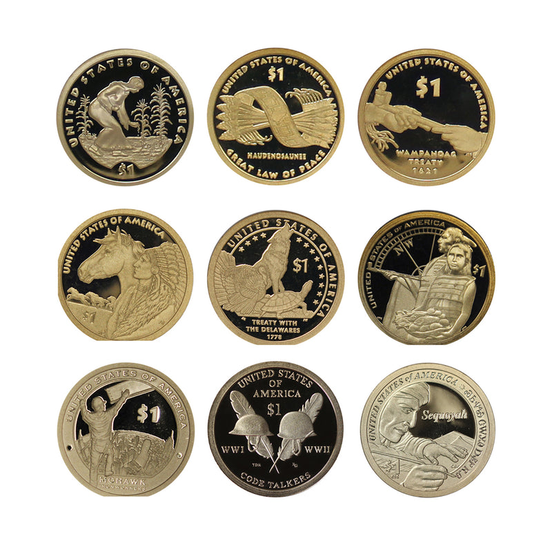 2009-2017 S Proof Native American Sacagawea Dollar Run 9 Coins