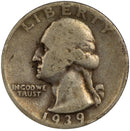 1939 -P Washington Quarter 25c - VG Very Good Condition (SP)