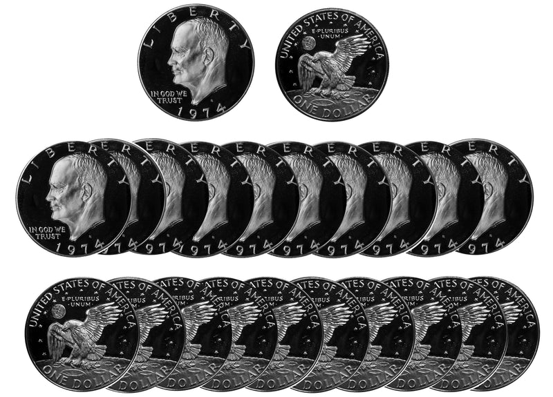 1974 S Eisenhower Dollar Deep Cameo Proof Roll 40% Silver (20 Coins)