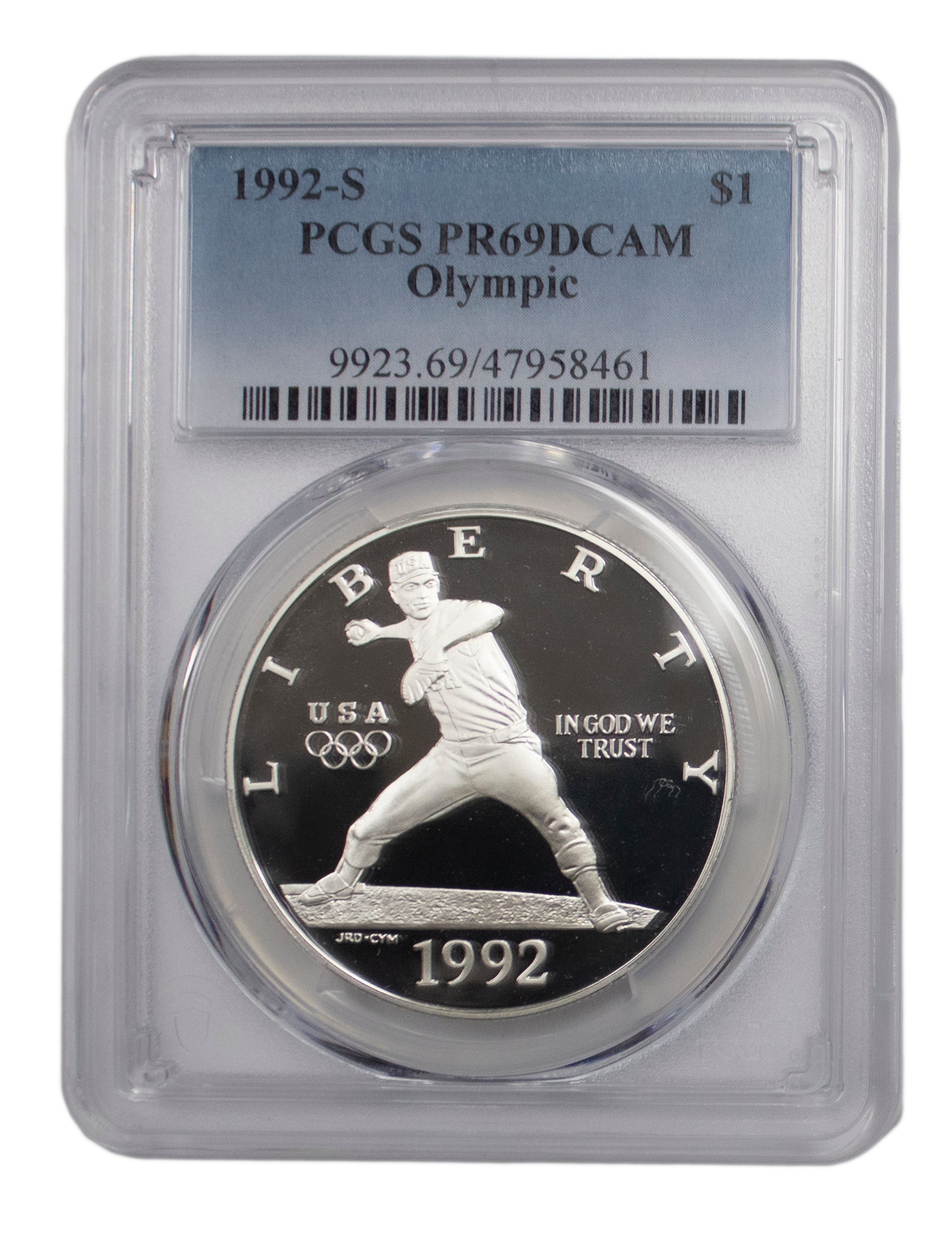 1992 -S Baseball Proof Commemorative Silver Dollar PCGS DCAM