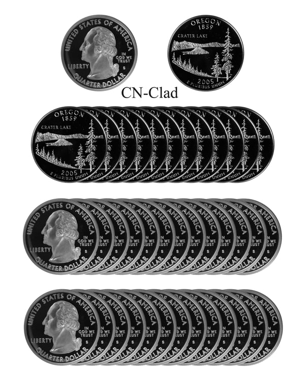 2005 S Oregon State Quarter Proof Roll CN-Clad (40 Coins)