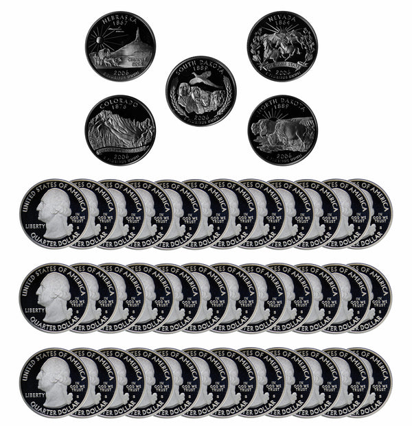 2006 S State Quarter Proof Roll Gem Deep Cameo 90% Silver (40 Coins)