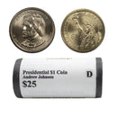 2011 -D Andrew Johnson Presidential Dollar Mint Roll BU 25 US Coin