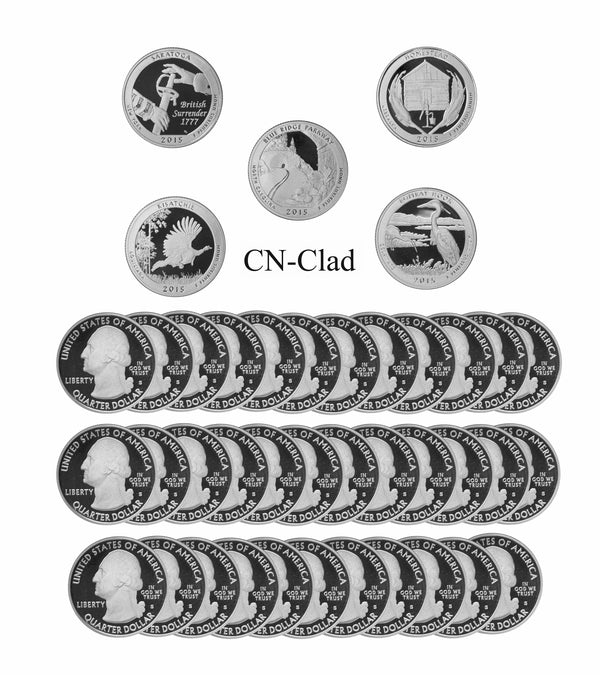 2015 S Parks Quarter ATB Gem Deep Cameo Proof Roll CN-Clad (40 Coins)