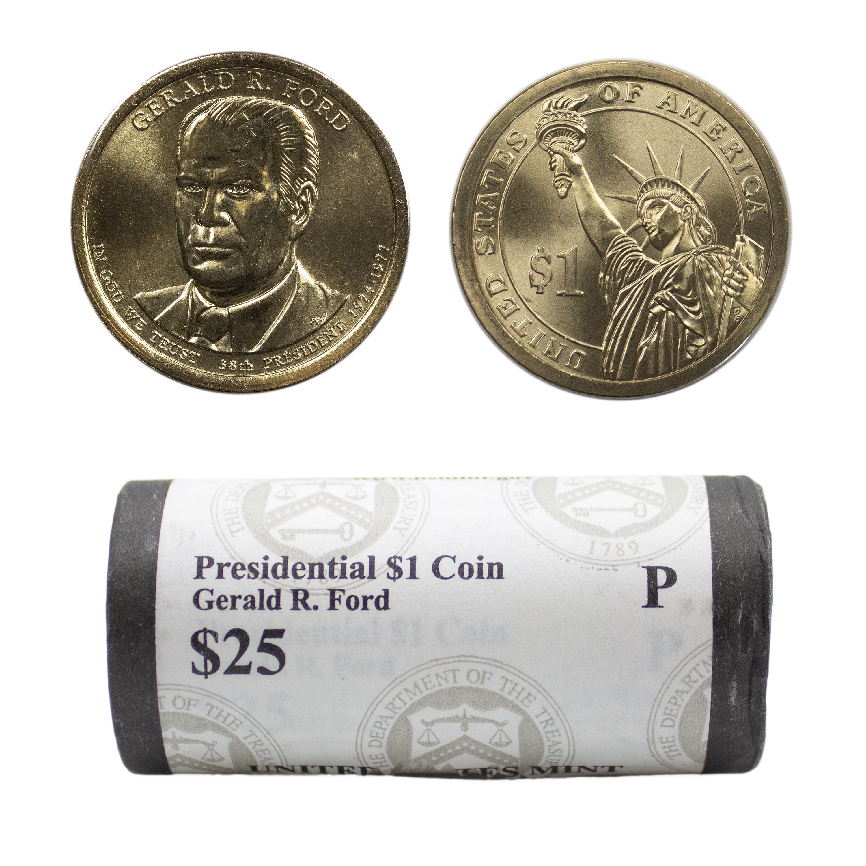 2016 -P Gerald Ford Presidential Dollar Mint Roll BU 25 US Coin