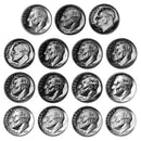 1950-1964 Proof Roosevelt Dime Run 90% Silver 15 Coins