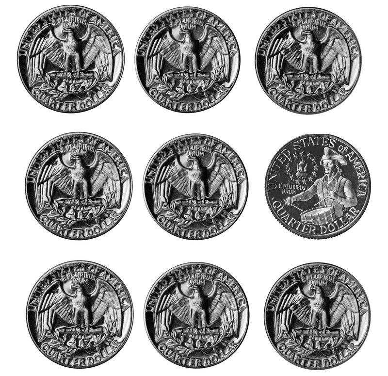 1970-1979 S Proof Washington Quarter Run 9 Coins