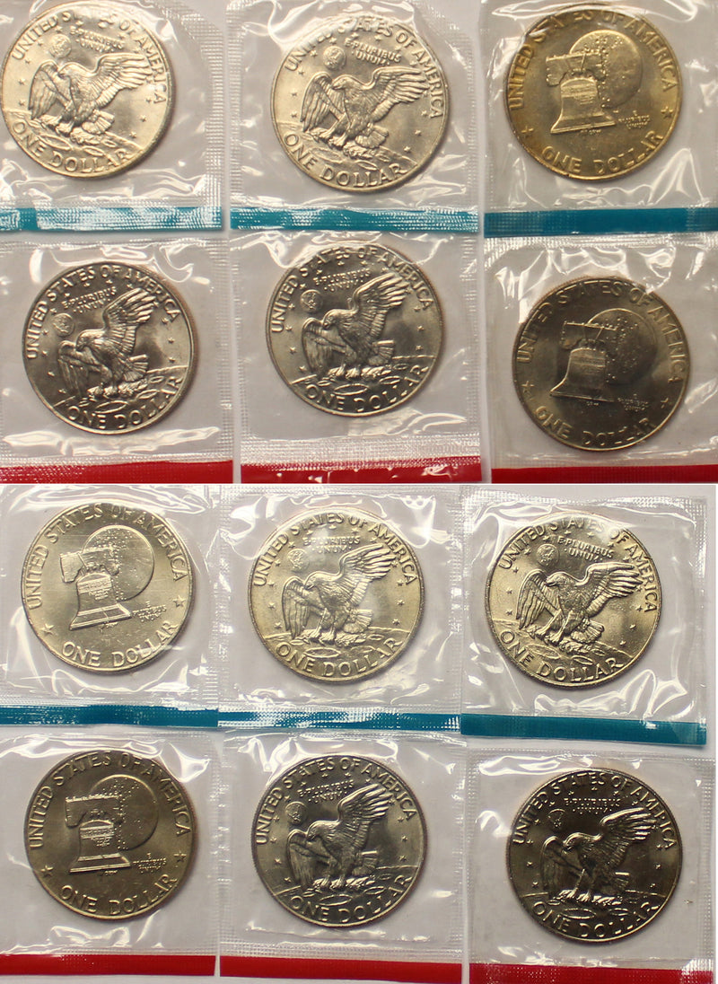 1973-1978 P&D BU Eisenhower Ike Dollar Run CN-Clad 12 Coins - US Mint Cello