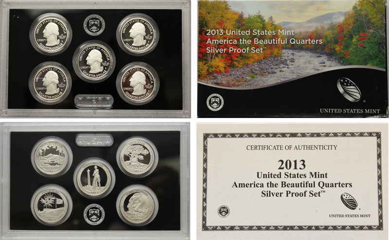 2013 America the Beautiful Quarter Proof Set 90% Silver (OGP) 5 coins