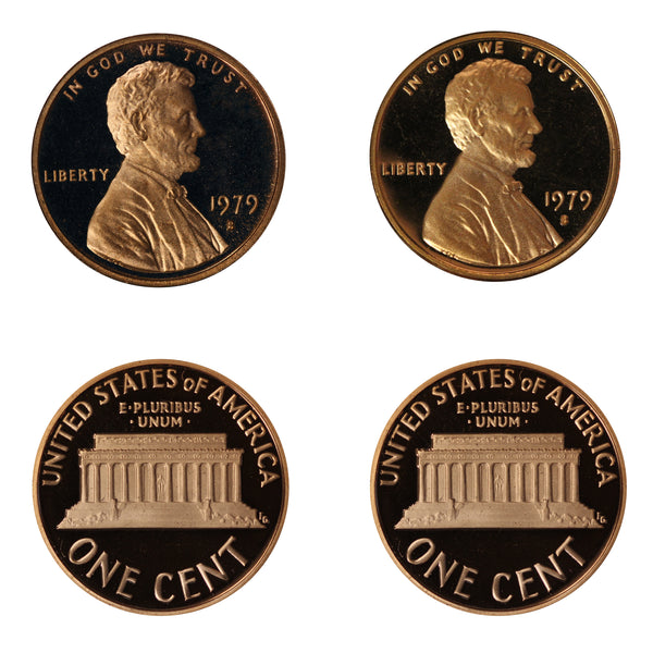 1979 S Lincoln Cent Choice Cameo Proof 2 Coin Set Type 1 & 2