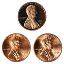 1985 P D S Lincoln Memorial Cent 1c Year set Proof & BU US 3 Coin lot