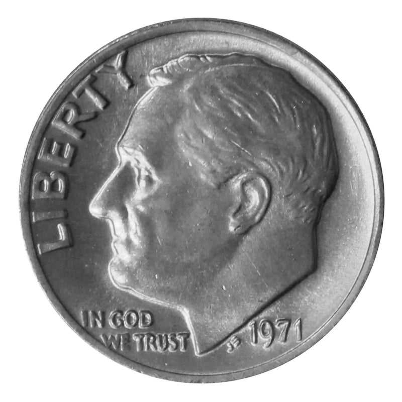 1971 -P Roosevelt Dime Roll BU Clad 50 US Coins