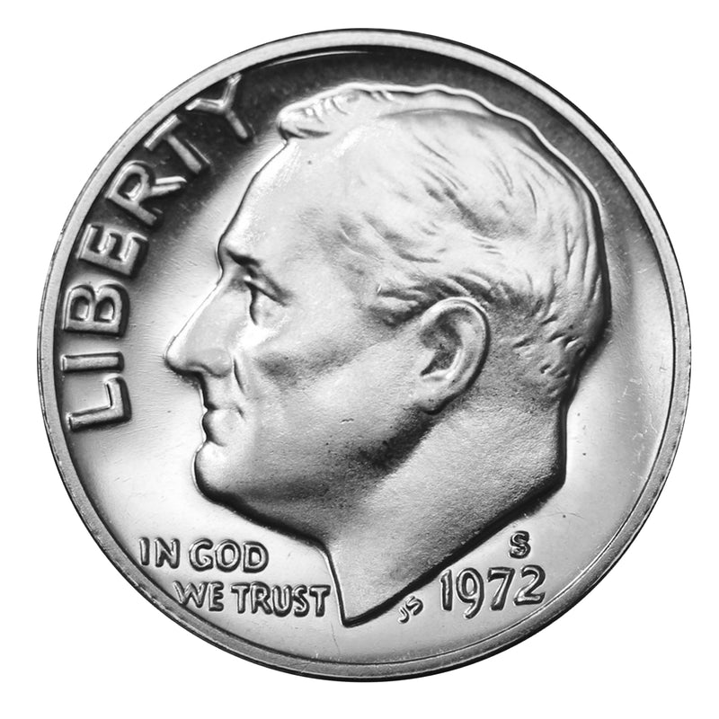 1972 S Roosevelt Dime Gem Proof CN-Clad Roll (50 Coins)