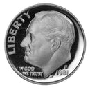 1981 S Roosevelt Dime Gem Deep Cameo Proof CN-Clad Roll (50 Coins) Type 2