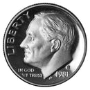 1981 S Roosevelt Dime Choice Cameo CN-Clad Proof Type 2 (Clear S)