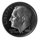 1989 S Roosevelt Dime Gem Deep Cameo Proof CN-Clad Roll (50 Coins)