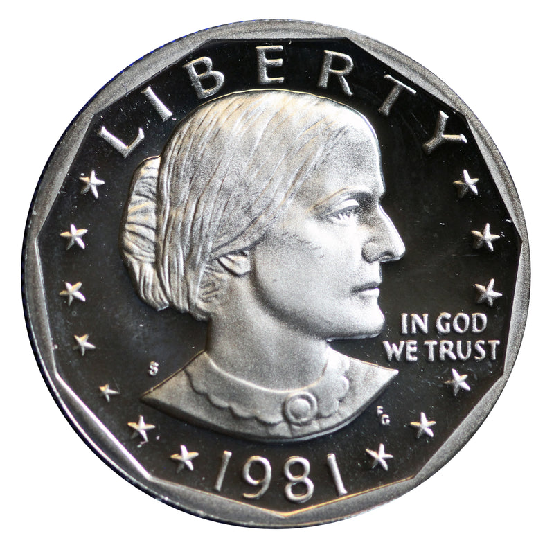 1981 S Susan B Anthony Dollar Gem Deep Cameo Proof Roll CN-Clad (20 Coins) Type 2 (Clear S)