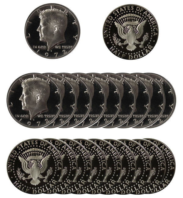 1972 S Kennedy Half Dollar Gem Proof Roll CN-Clad (20 Coins)