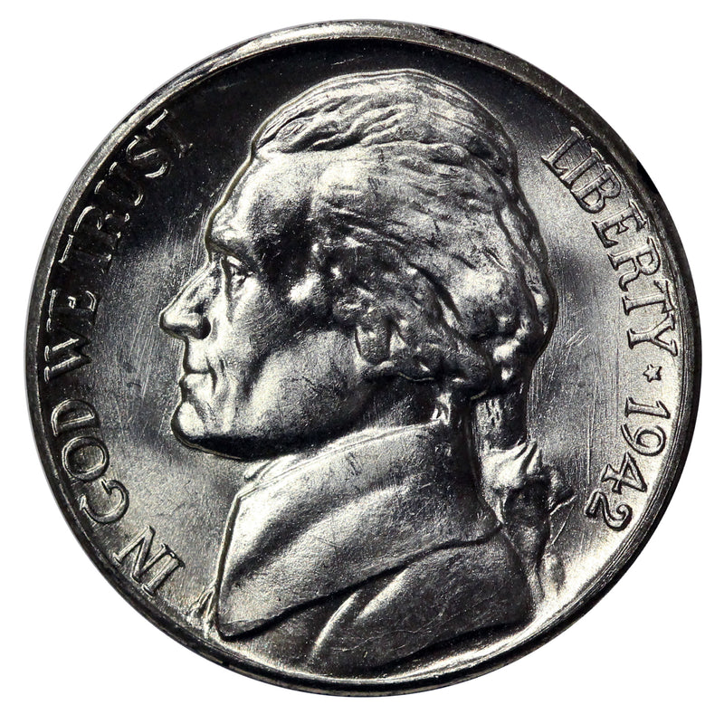1942 -P Silver War Jefferson Nickel - Choice/Gem BU US Coin