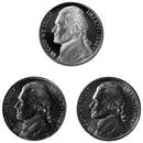 1994 P D S Jefferson Nickel 5c Year set Proof & BU US 3 Coin lot