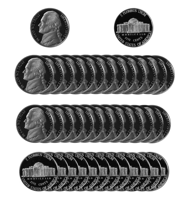 1993 S Jefferson Nickel Gem Proof Roll (40 Coins)