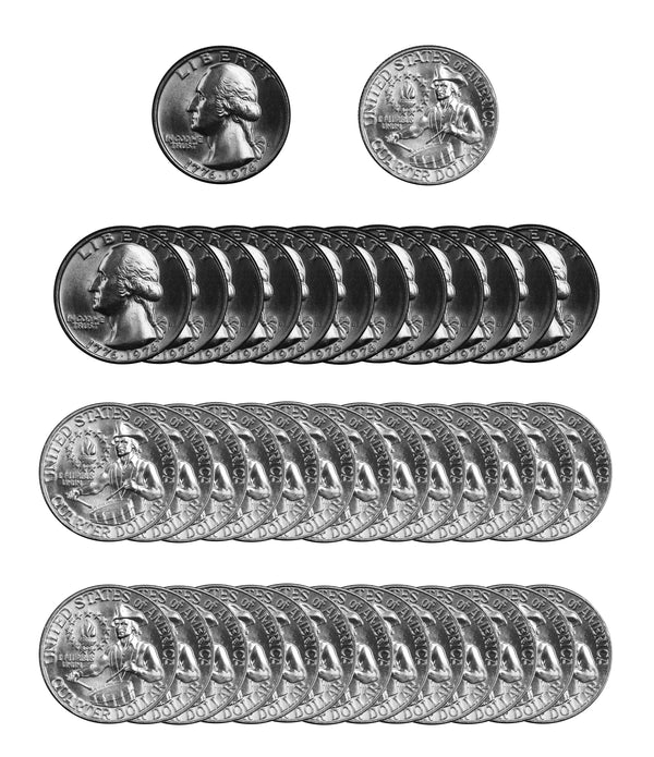 1976 -D Washington Quarter Roll BU Clad 40 US Coins