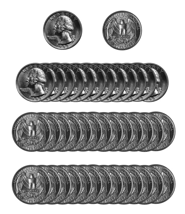 1992 -D Washington Quarter Roll BU Clad 40 US Coins
