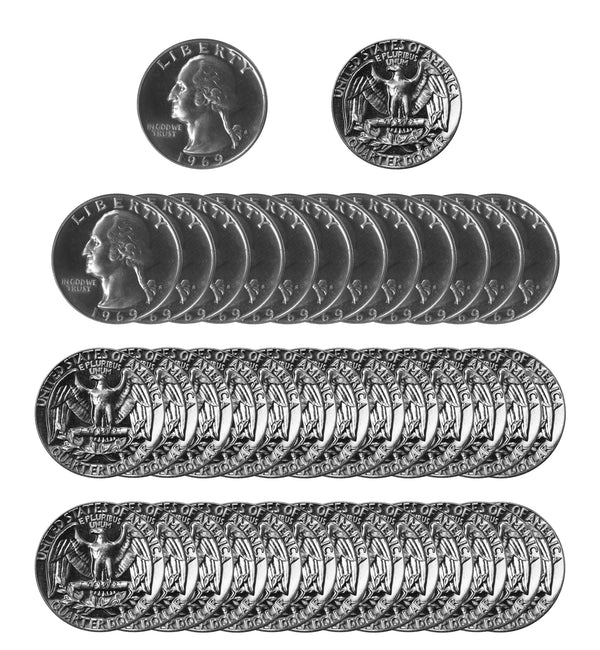 1969 S Washington Quarter Choice Gem Proof Roll CN-Clad (40 Coins)
