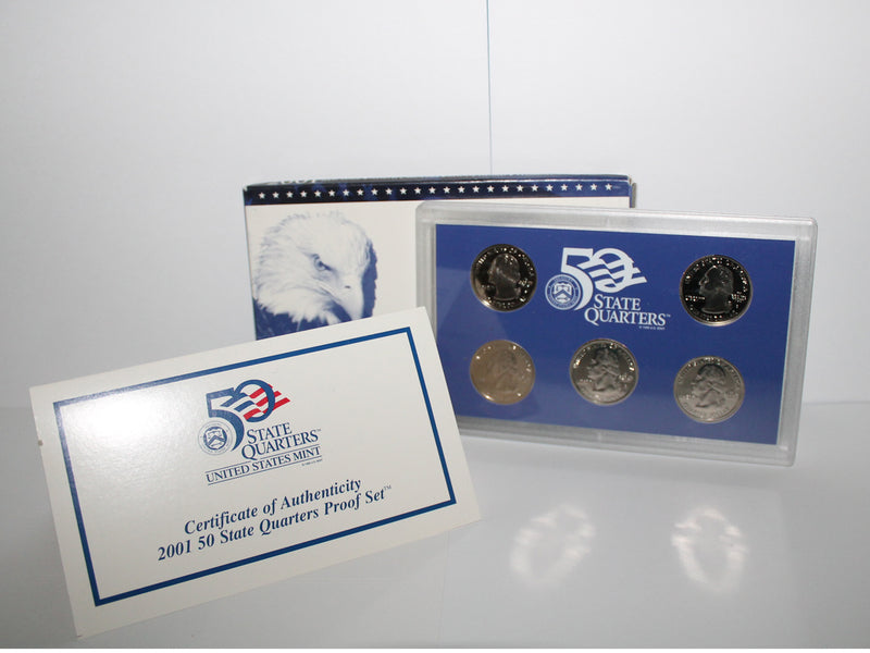 2001 State Quarter Proof Set CN-Clad (OGP) 5 coins