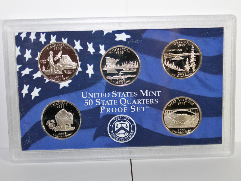 2005 State Quarter Proof Set CN-Clad (OGP) 5 coins