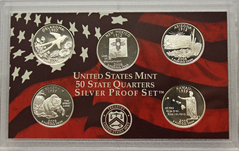 2008 State Quarter Proof Set 90% Silver (OGP) 5 coins