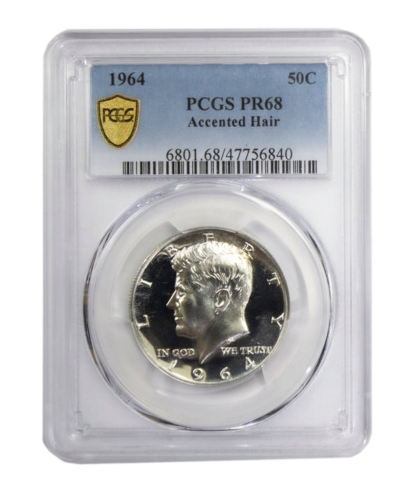 1964 Silver Kennedy Proof Accented Hair Half Dollar PCGS PR68