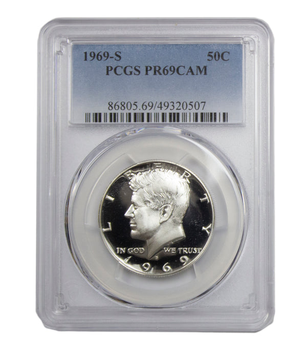 1969 -S Silver Kennedy Proof Half Dollar CAMEO PCGS PR69