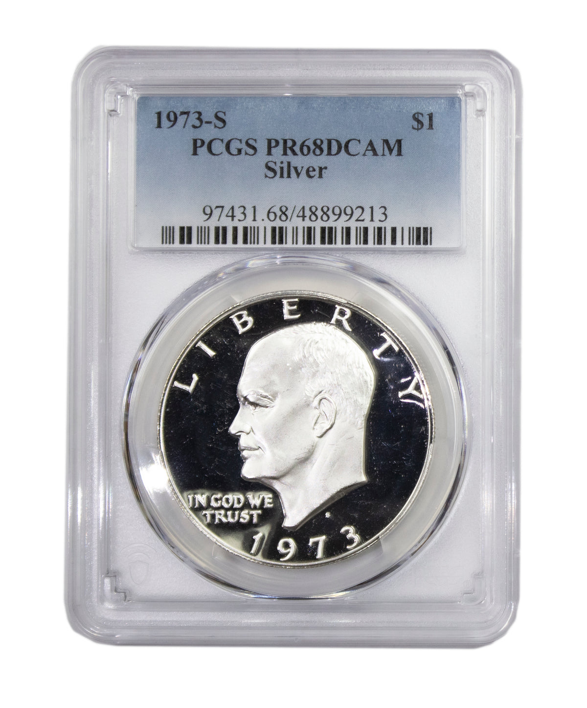 1973-pcgs-PR68-DCam-silver-W1-