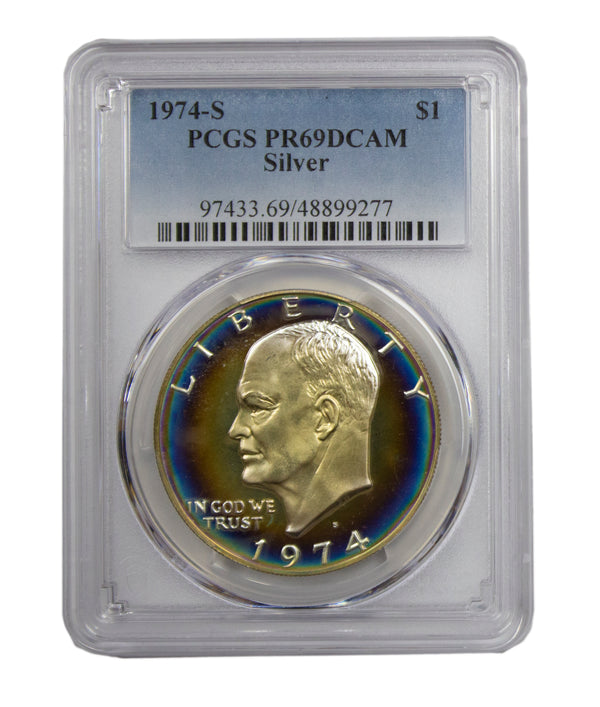 1974 -S Silver Eisenhower (IKE) Dollar Proof PCGS PR69DCAM Tonned (AP)