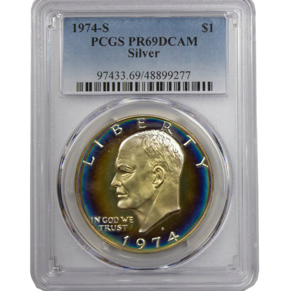 1974 -S Silver Eisenhower (IKE) Dollar Proof PCGS PR69DCAM Tonned (AP)