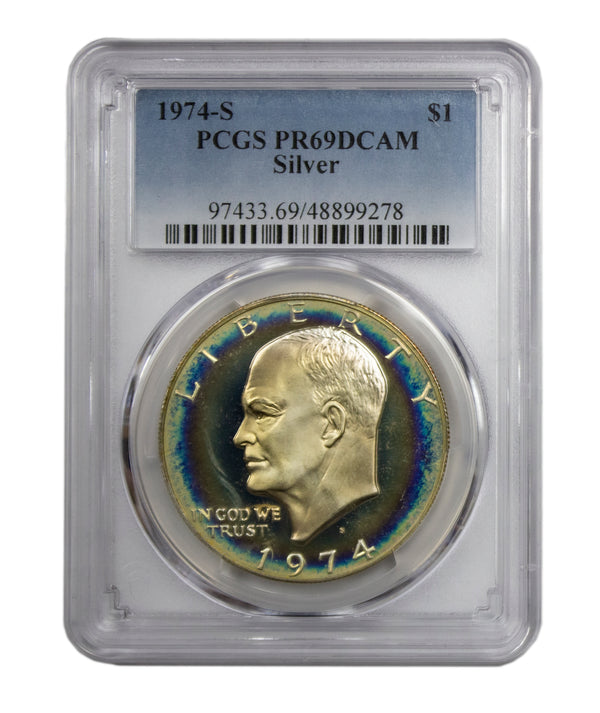 1974 -S Silver Eisenhower (IKE) Dollar Proof PCGS PR69DCAM Tonned (AP)