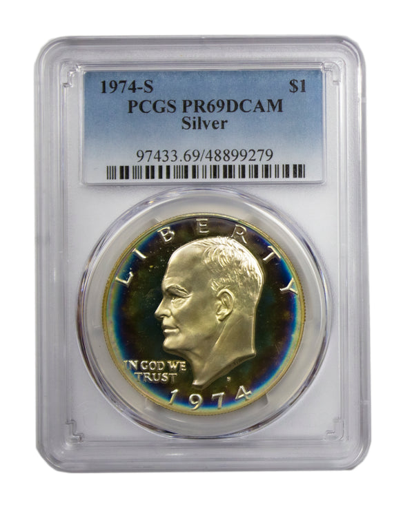 1974 -S Silver Eisenhower (IKE) Dollar Proof PCGS PR69DCAM Tonned (AP)