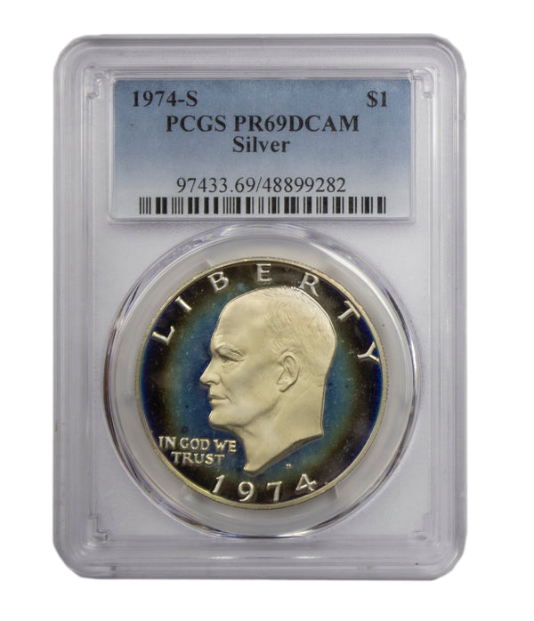 1974 -S Silver Eisenhower (IKE) Dollar Proof PCGS PR69DCAM Tonned (AP)