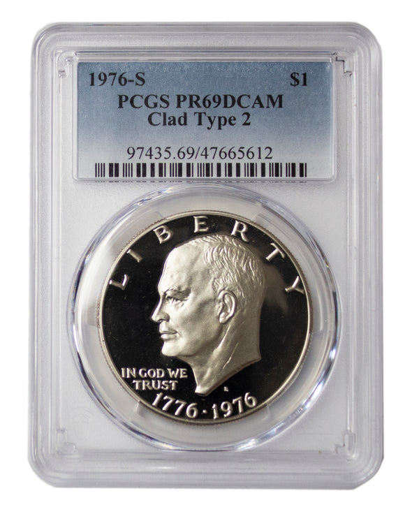 1976 -S Clad Eisenhower (IKE) Proof Dollar Type 2 DCam PCGS PR69