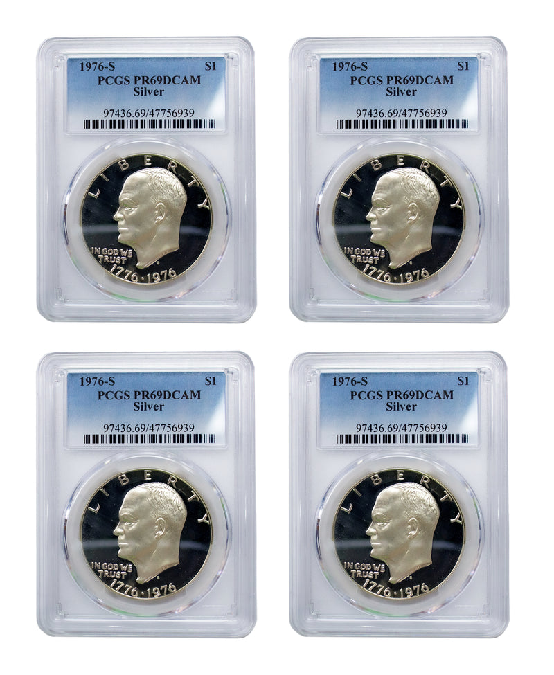 1976 -S Silver Eisenhower (IKE) Dollar Proof (4 COIN LOT) PCGS PR69DCAM