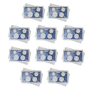 Empty Plastic Lens with Blue Insert Holds 4 Coins, 10 Pack