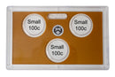 Empty Plastic Lens with Brown Insert Holds 3 small dollars, 5 Pack