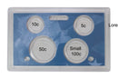 Empty Plastic Lens with Blue Insert Holds 4 Coins, 5 Pack