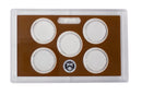 Empty Plastic Lens with Brown Insert Holds 5 Quarters, 5 Pack