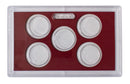 Empty Plastic Lens with Dark Red Insert Holds 5 Quarters, 10 Pack