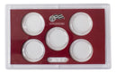 Empty Plastic Lens with Dark Red Insert Holds 5 Quarters, 5 Pack