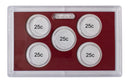 Empty Plastic Lens with Dark Red Insert Holds 5 Quarters, 10 Pack