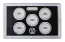 Empty Plastic Lens with Black Molded Insert Holds 5 Quarters, 5 Pack