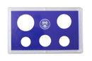 Empty Plastic Lens with blue Insert Holds 5 Coins, 10 Pack